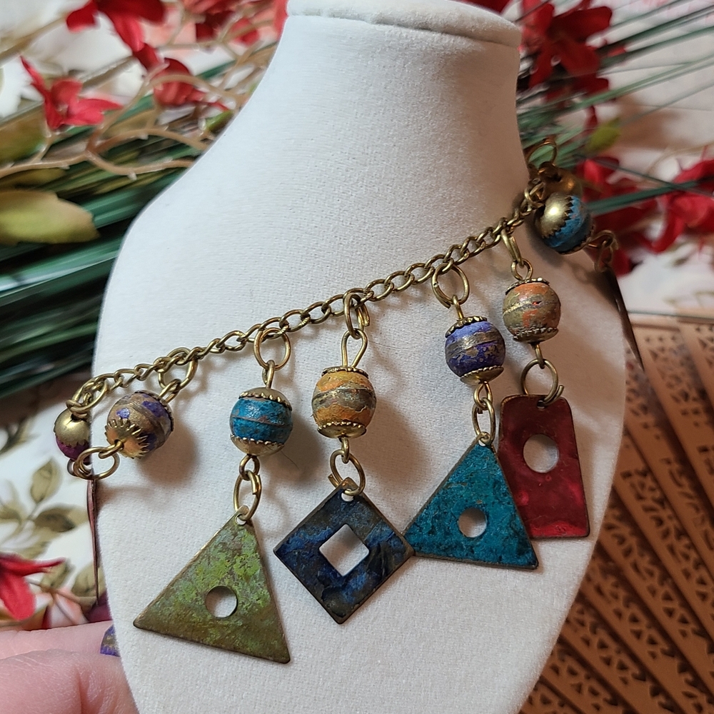 Colorful Geometric Charm Necklace